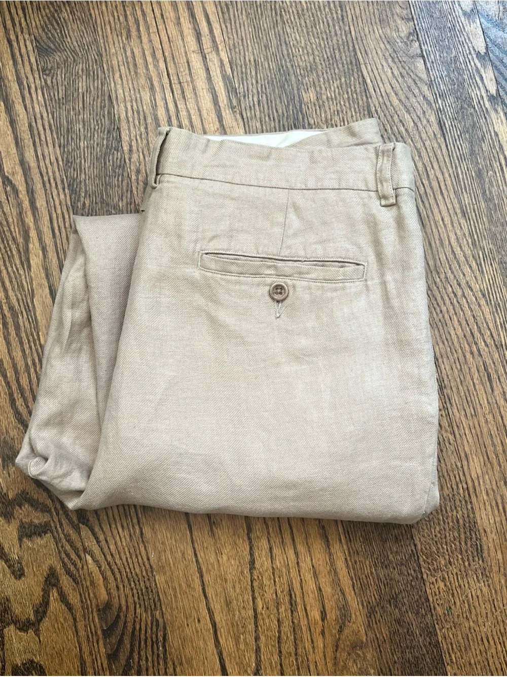 VTG Y2K Banana Republic Men’s 36L 33 Inseam 100% Linen Pleated Cuffed Tan Pants